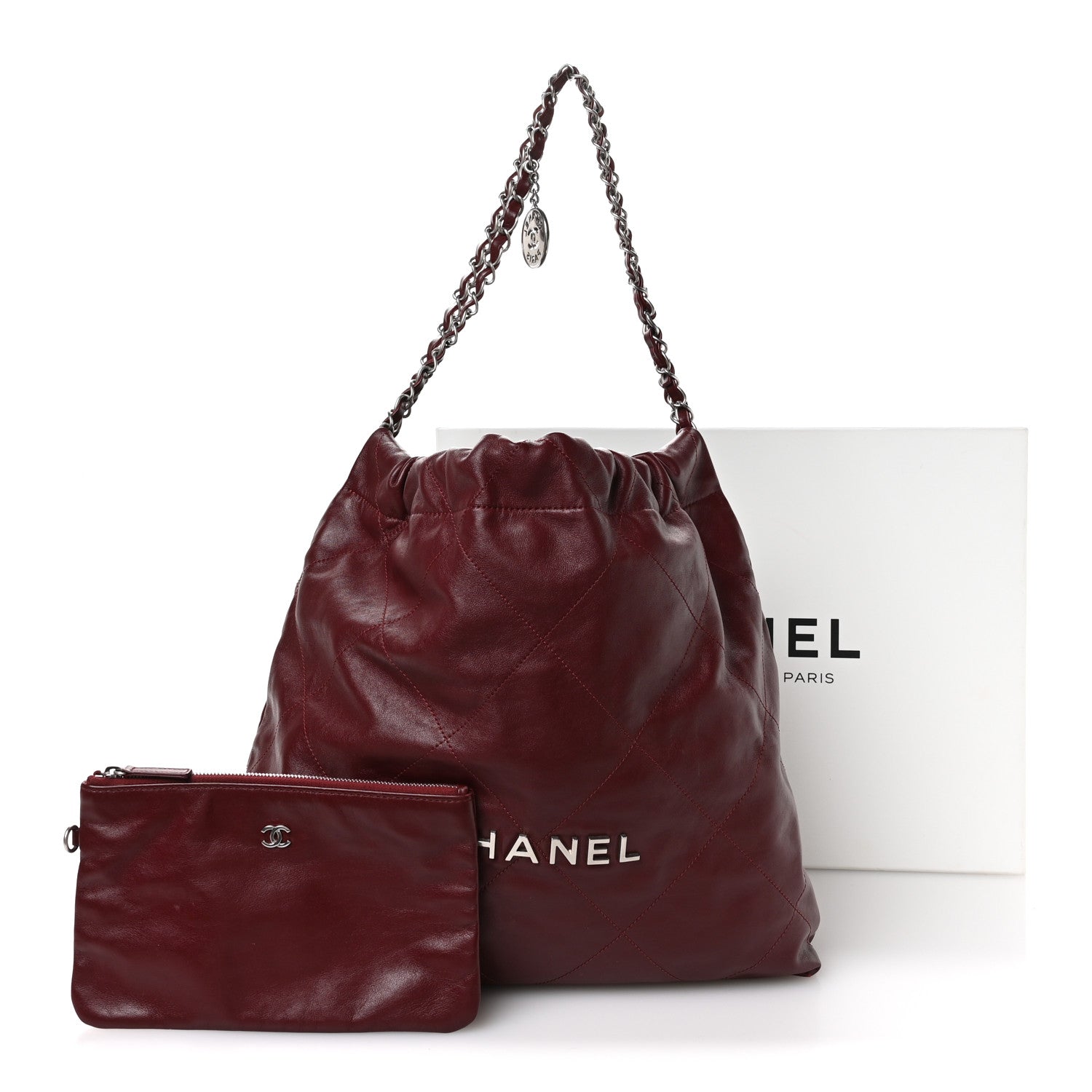 Chanel Shiny Calfskin Quilted Chanel 22 Burgundy 12 of 12
