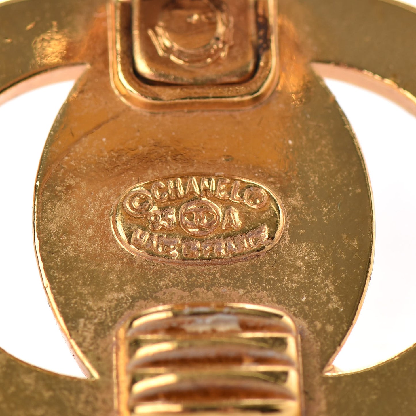 Metal CC Turnlock Clip On Earrings Gold
