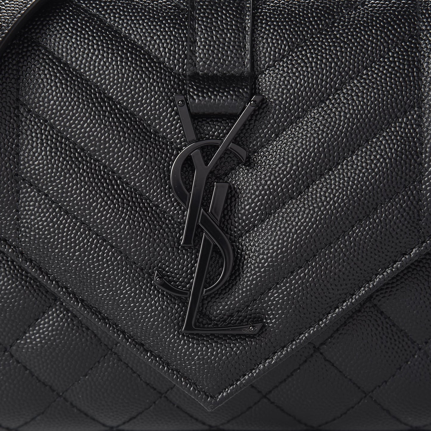 Grain De Poudre Textured Mixed Matelasse Triquilt Small Monogram Satchel Black