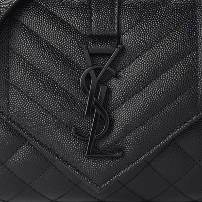 Saint Laurent Grain De Poudre Textured Mixed Matelasse Triquilt Small Monogram Satchel Black 8 of 10