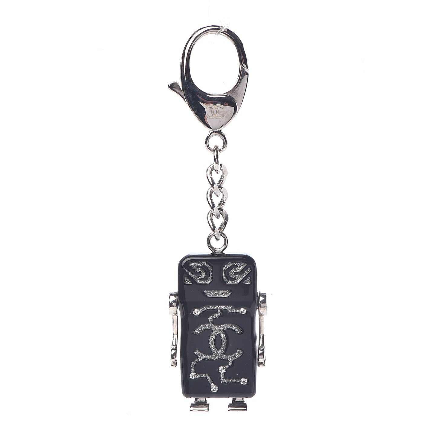 Resin Crystal CC Robot Bag Charm Black