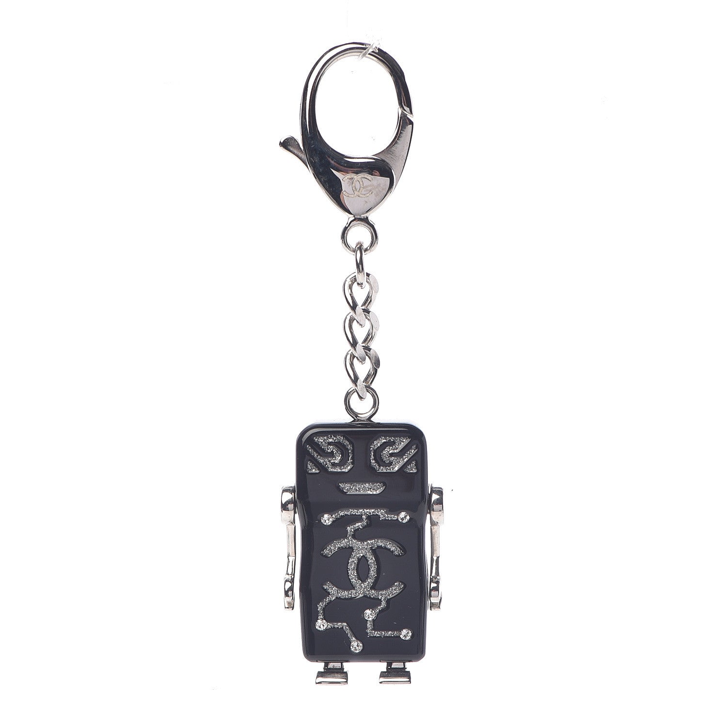 Chanel Resin Crystal CC Robot Bag Charm Black 1 of 5