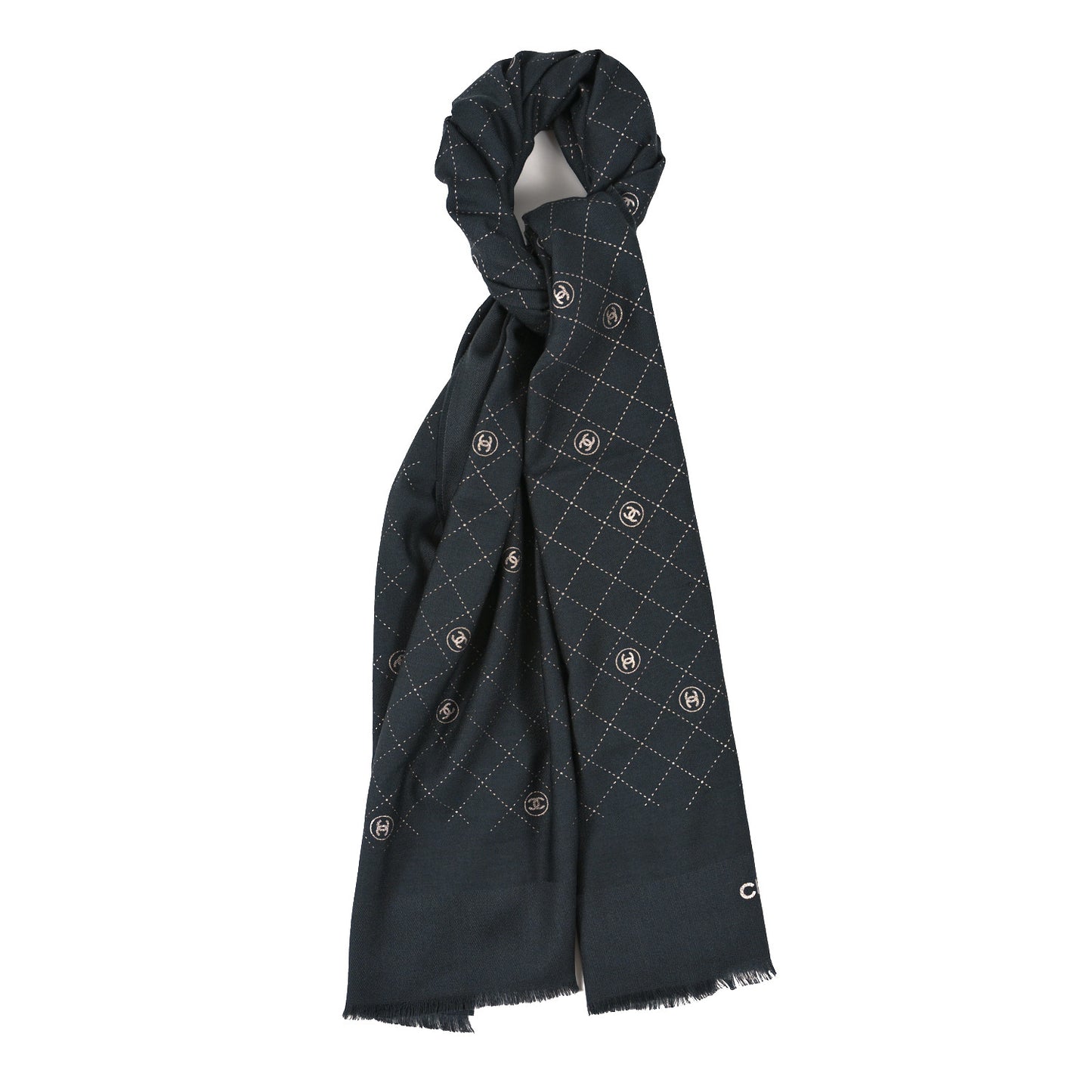 Cashmere Silk Wool CC Logo Stole Gray