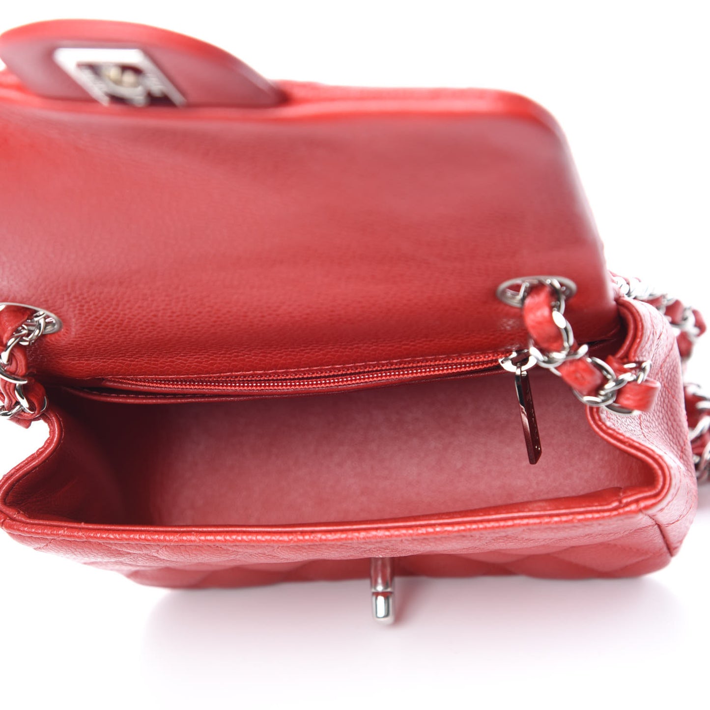 Caviar Quilted Mini Square Flap Red
