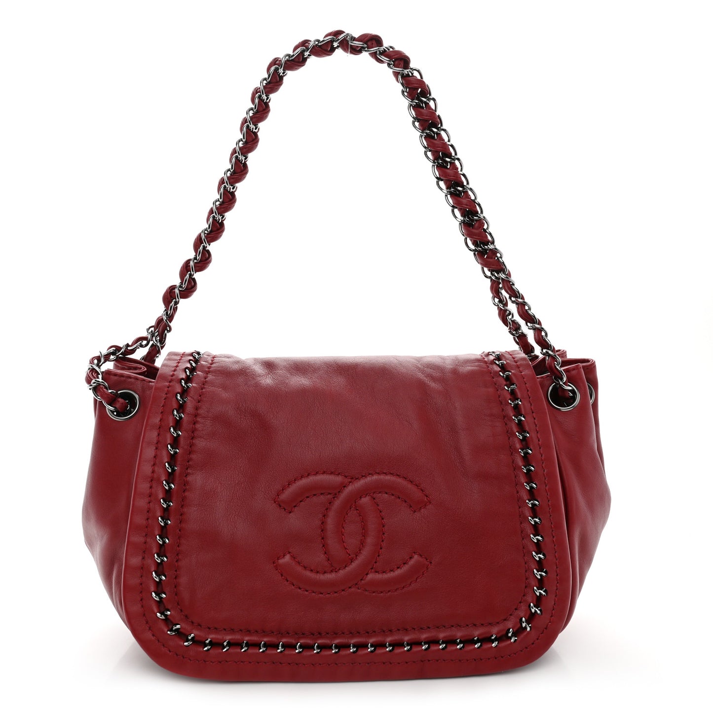 Smooth Calfskin Luxe Ligne Flap Red