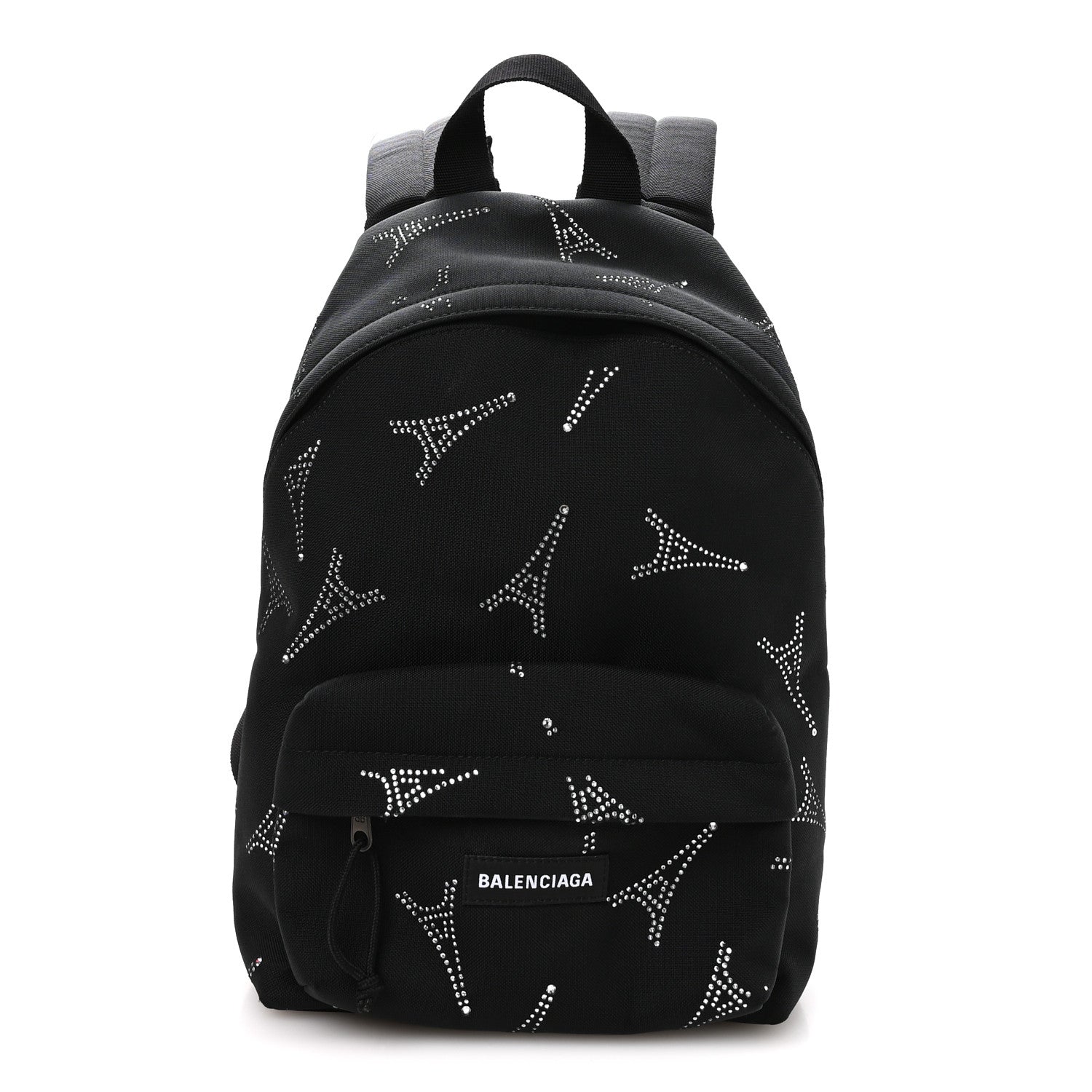 Balenciaga Canvas Crystal Embellished Eiffel Tower Explorer Backpack S Black 1 of 9