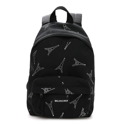 Balenciaga Canvas Crystal Embellished Eiffel Tower Explorer Backpack S Black 1 of 9