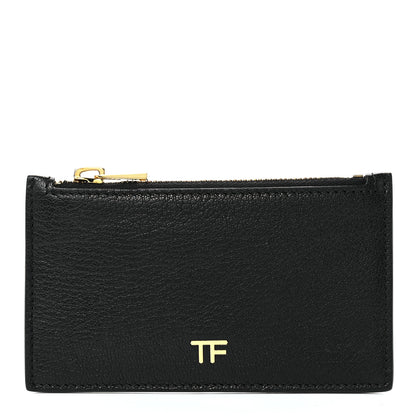 Tom Ford Grained Calfskin Zip Pouch Card Holder Black 1 of 10