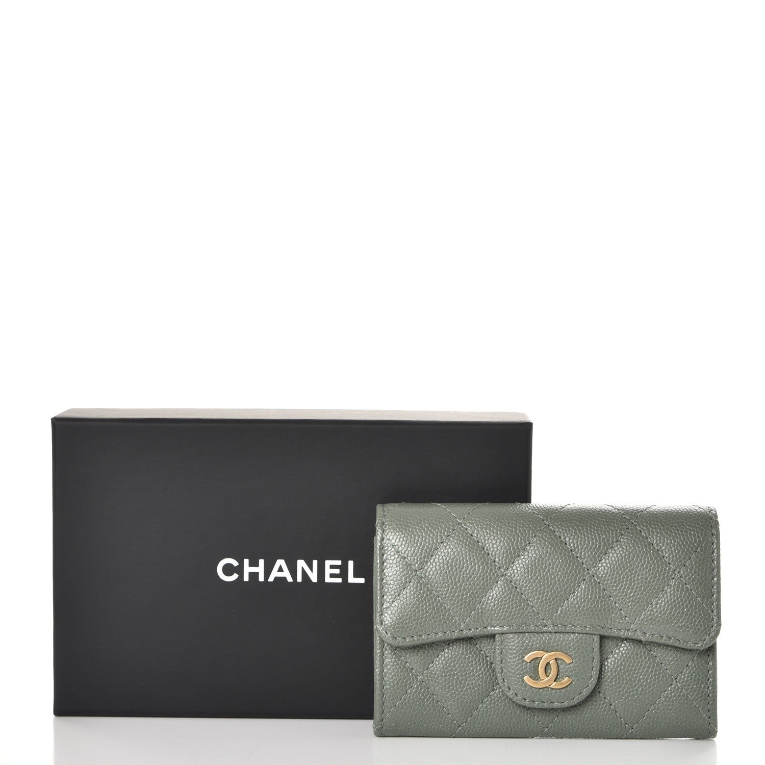 Chanel Iridescent Caviar Quilted Flap Card Holder Green 9 of 9