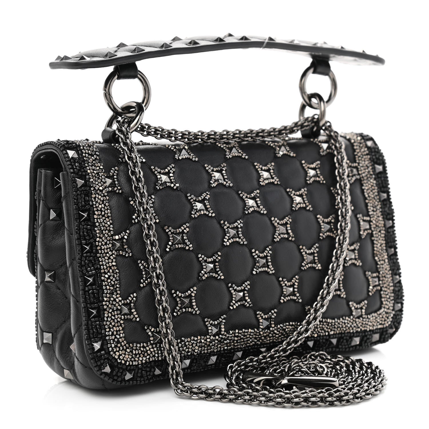 Valentino Garavani Beaded Small Rockstud Spike It Shoulder Bag Black 3 of 9