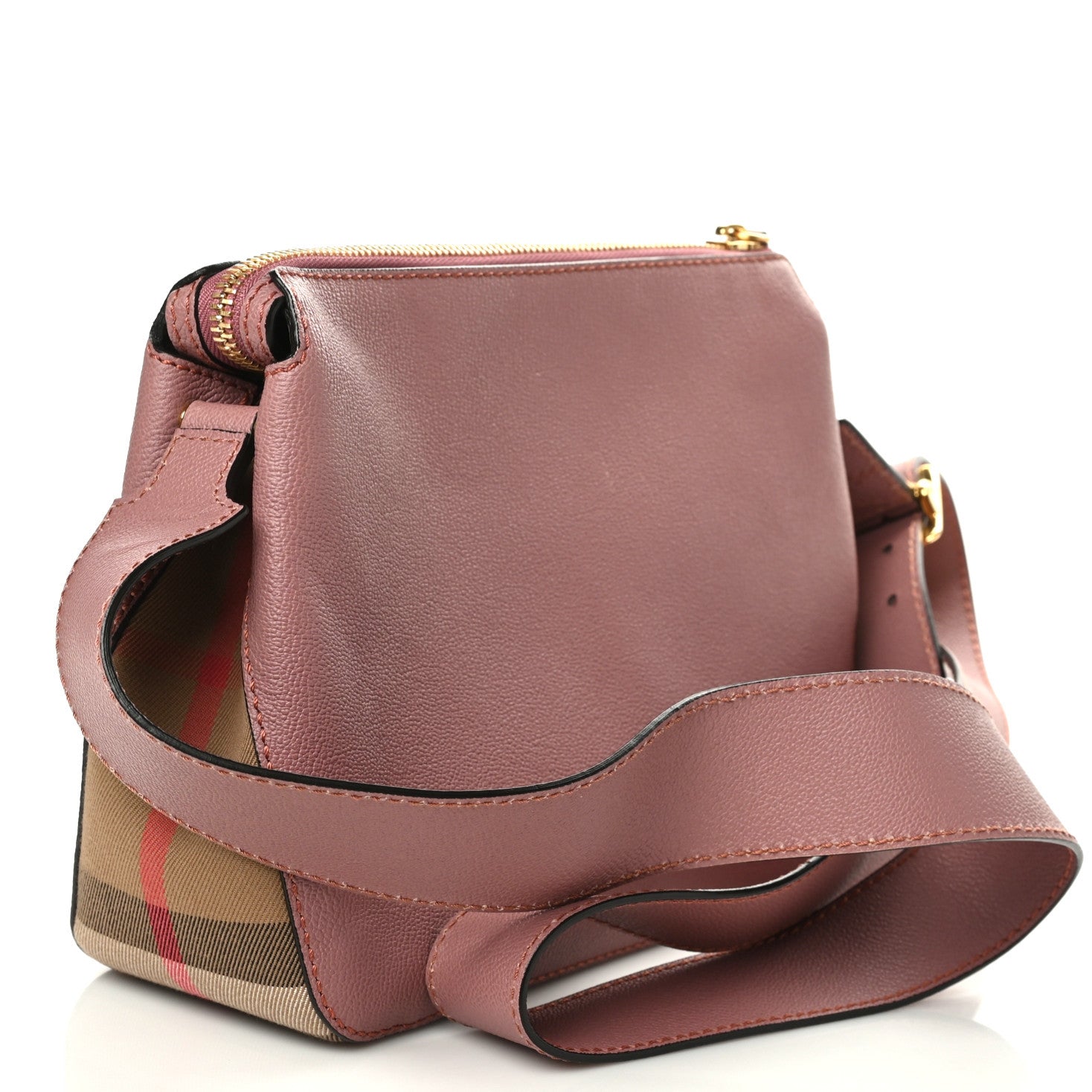 Burberry Soft Grain Calfskin House Check Small Helmsley Crossbody Dusty Pink 3 of 10