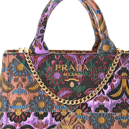 Prada Broccato Lame Floral Chain Tote Multicolor 7 of 9
