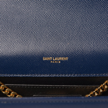 Saint Laurent Grain De Poudre Medium Classic Monogram Kate Satchel Denim Blue 6 of 9