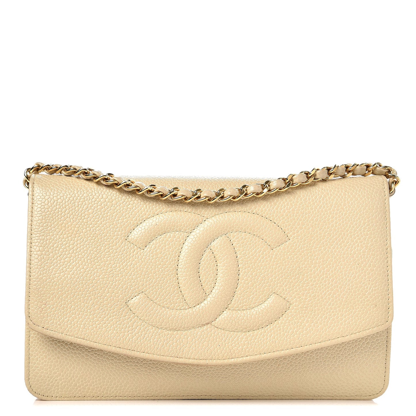 Caviar Timeless CC Wallet on Chain WOC Beige Clair