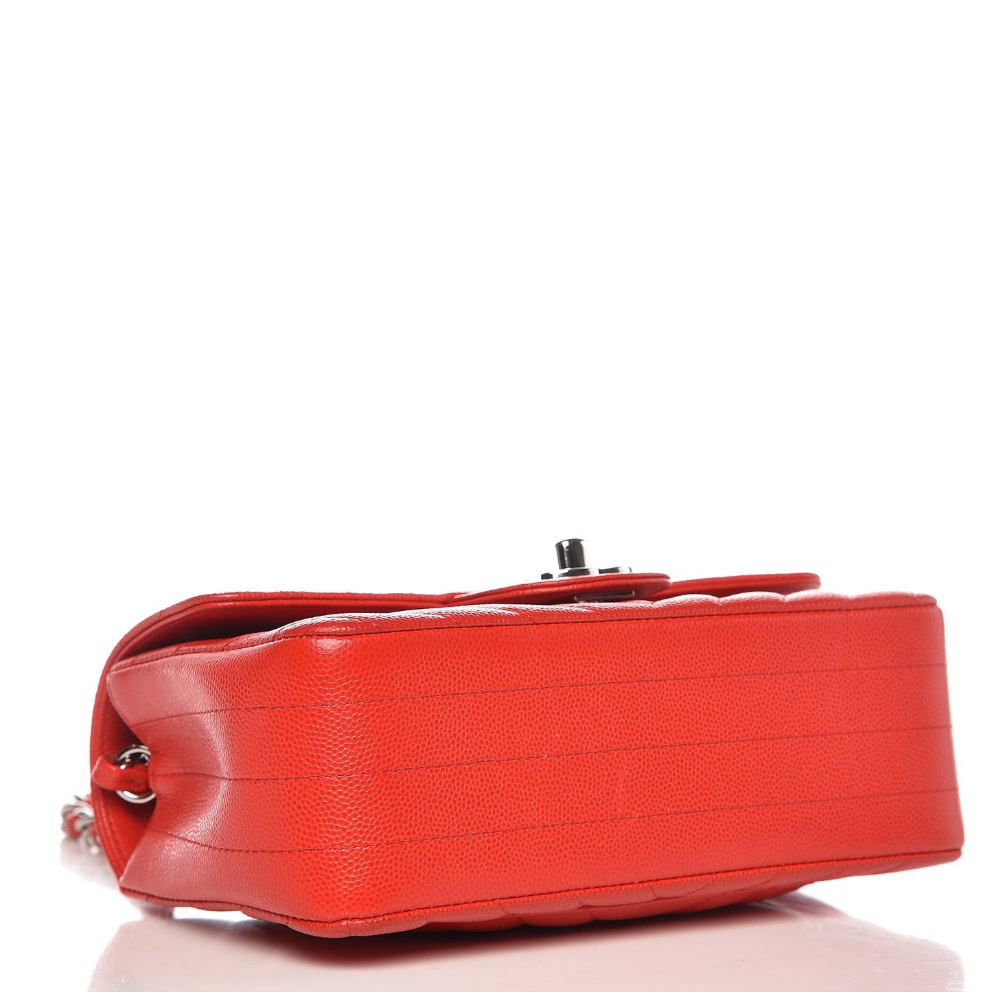 Caviar Chevron Quilted Mini Rectangular Flap Red