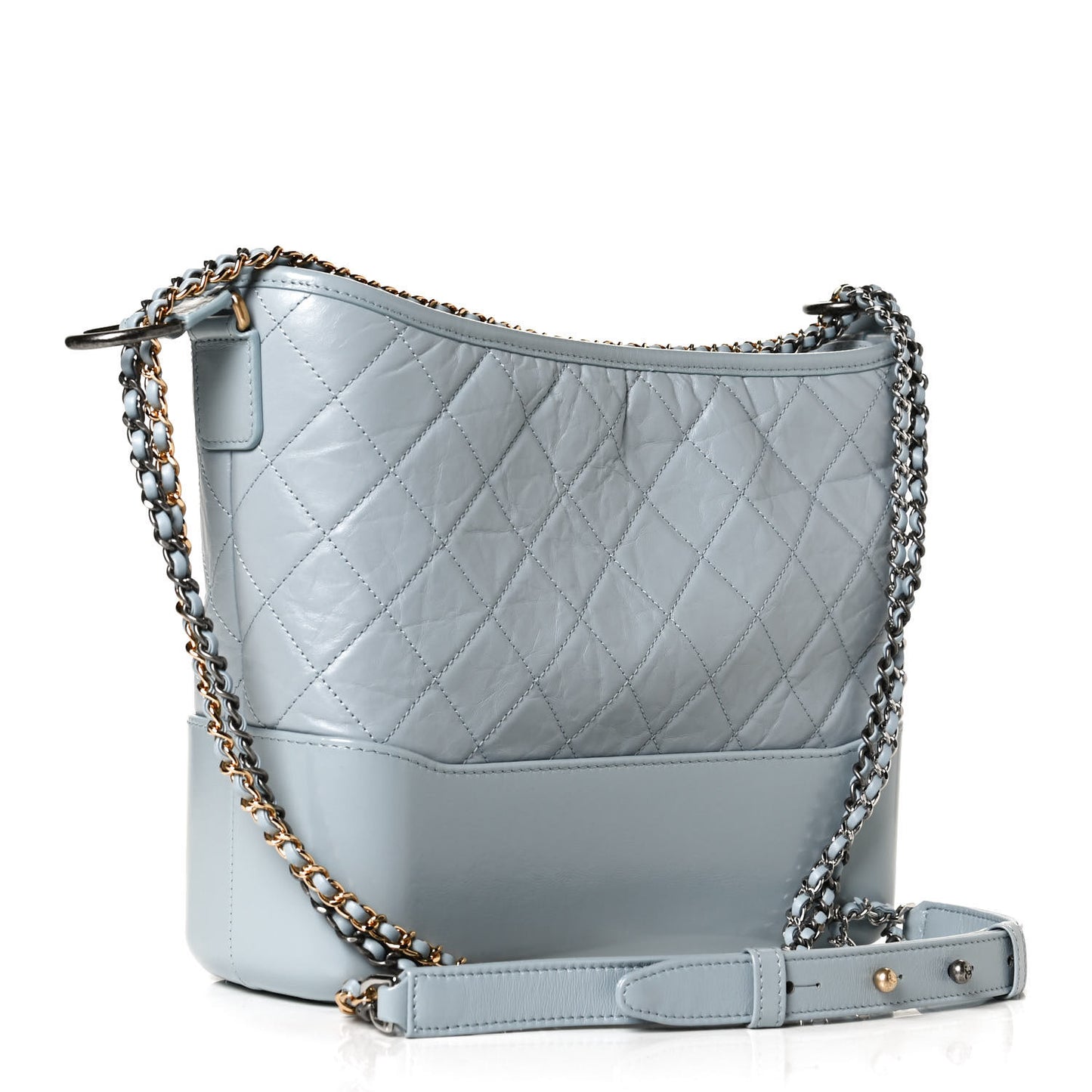 Aged Calfskin Quilted Medium Gabrielle Hobo Light Blue