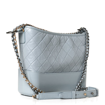 Chanel Aged Calfskin Quilted Medium Gabrielle Hobo Light Blue 3 of 12
