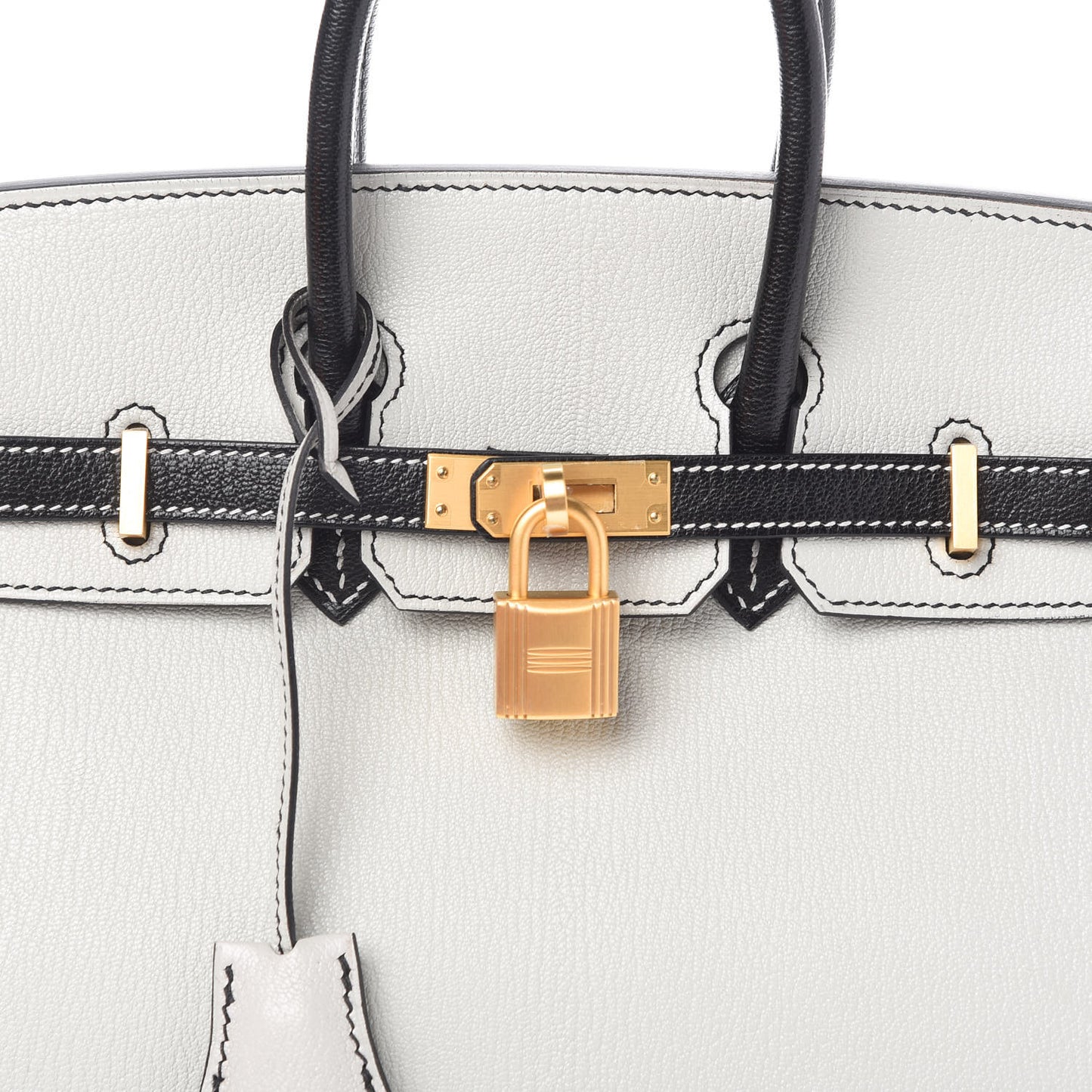 Chevre Mysore Horseshoe Birkin 25 Gris Perle Black