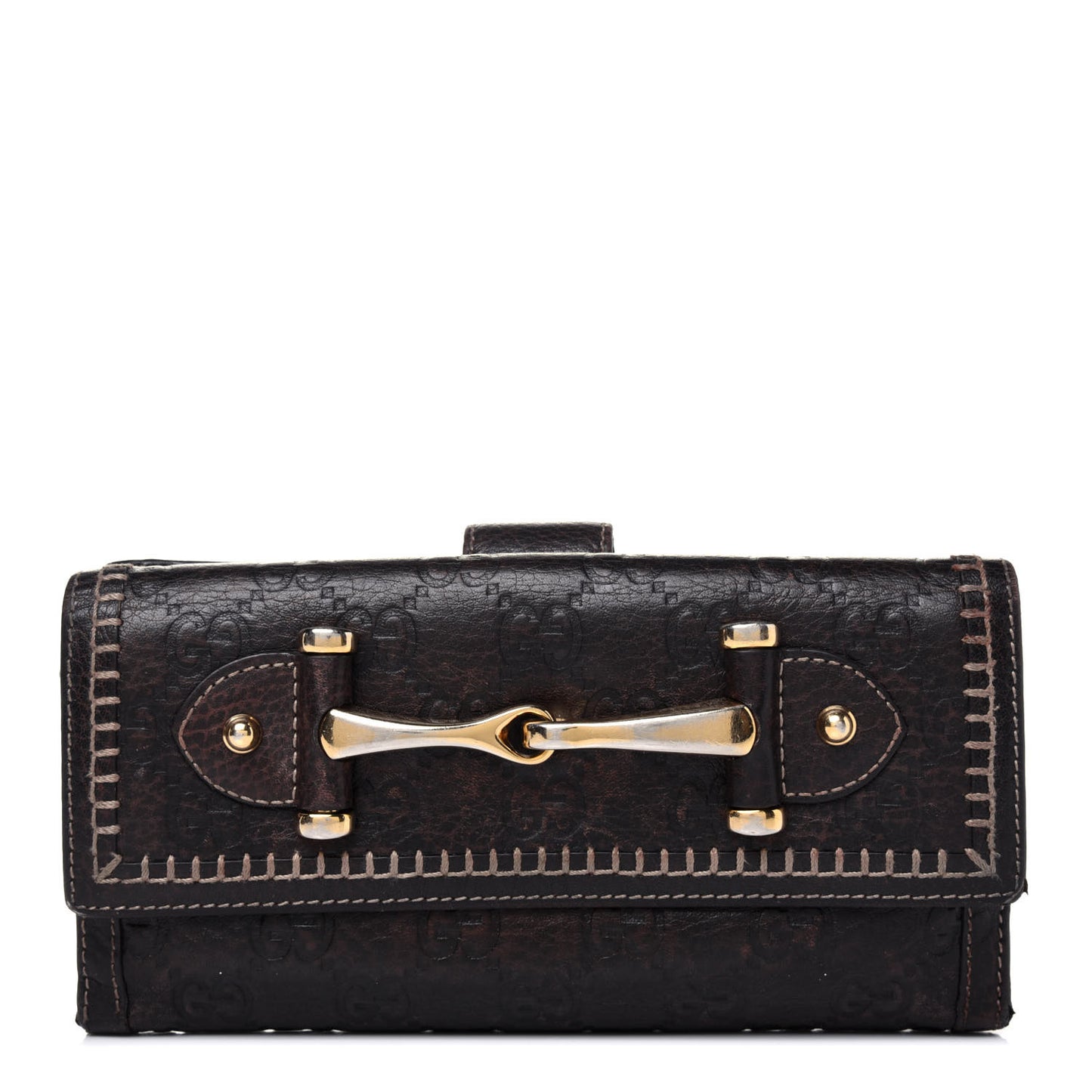 Guccissima Horsebit Continental Wallet Dark Brown