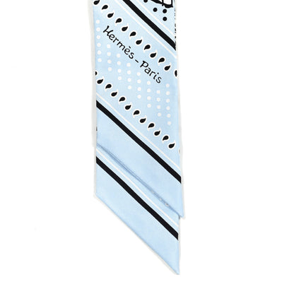 Hermes Silk Les Zebres Twilly Ciel Black White 3 of 4