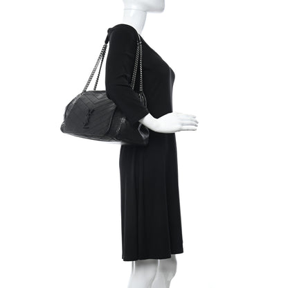 Saint Laurent Pebbled Lambskin Chevron Monogram Large Nolita Black 2 of 11