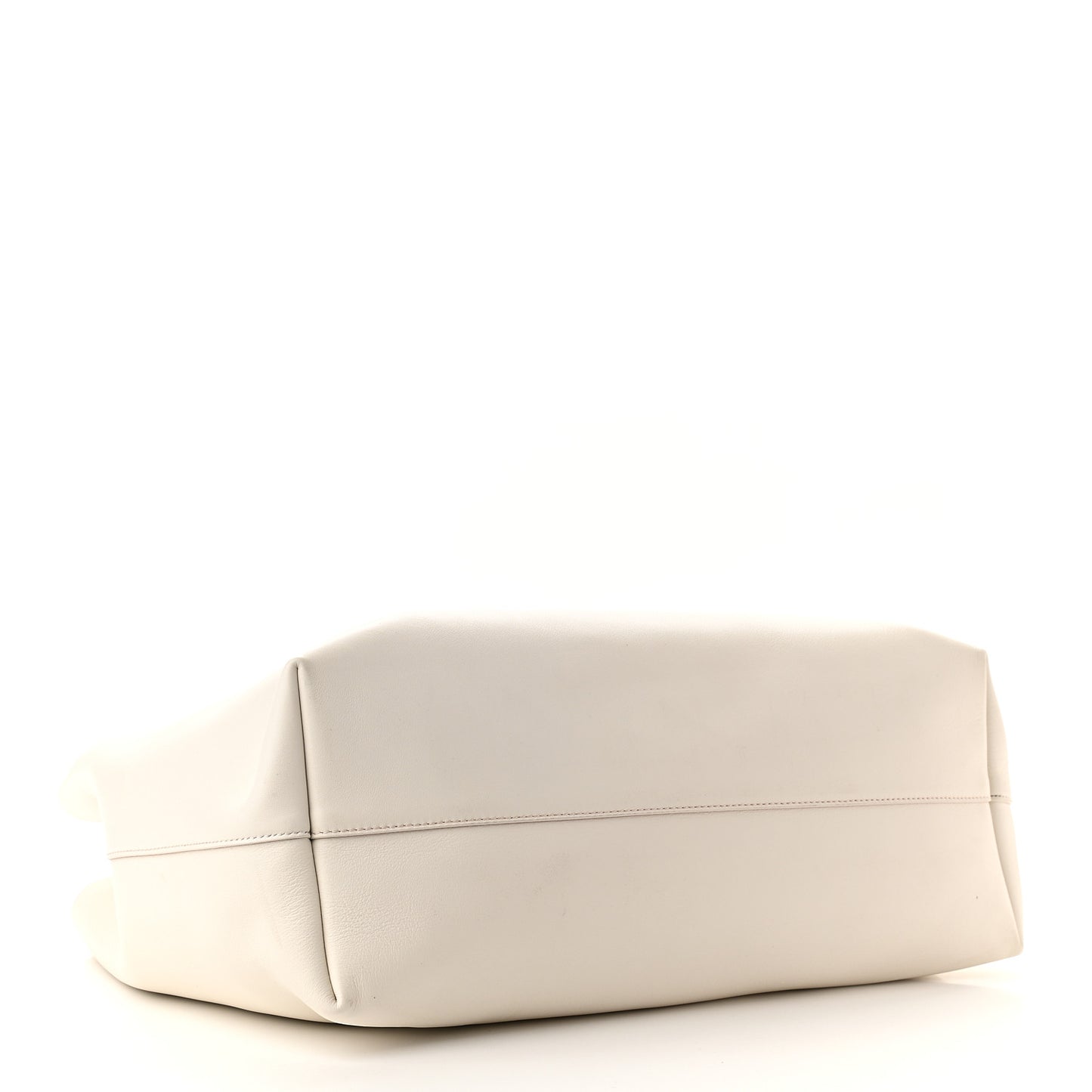 Calfskin Perforated Logo Tote White