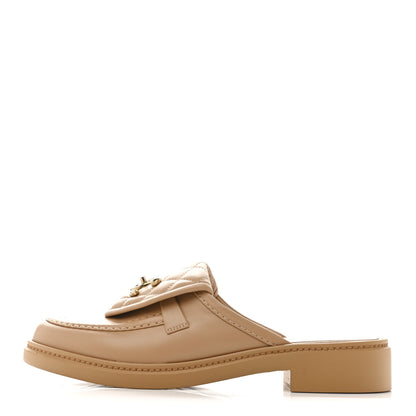 Chanel Lambskin Quilted CC Turnlock Mules 37.5 Light Beige 1 of 11
