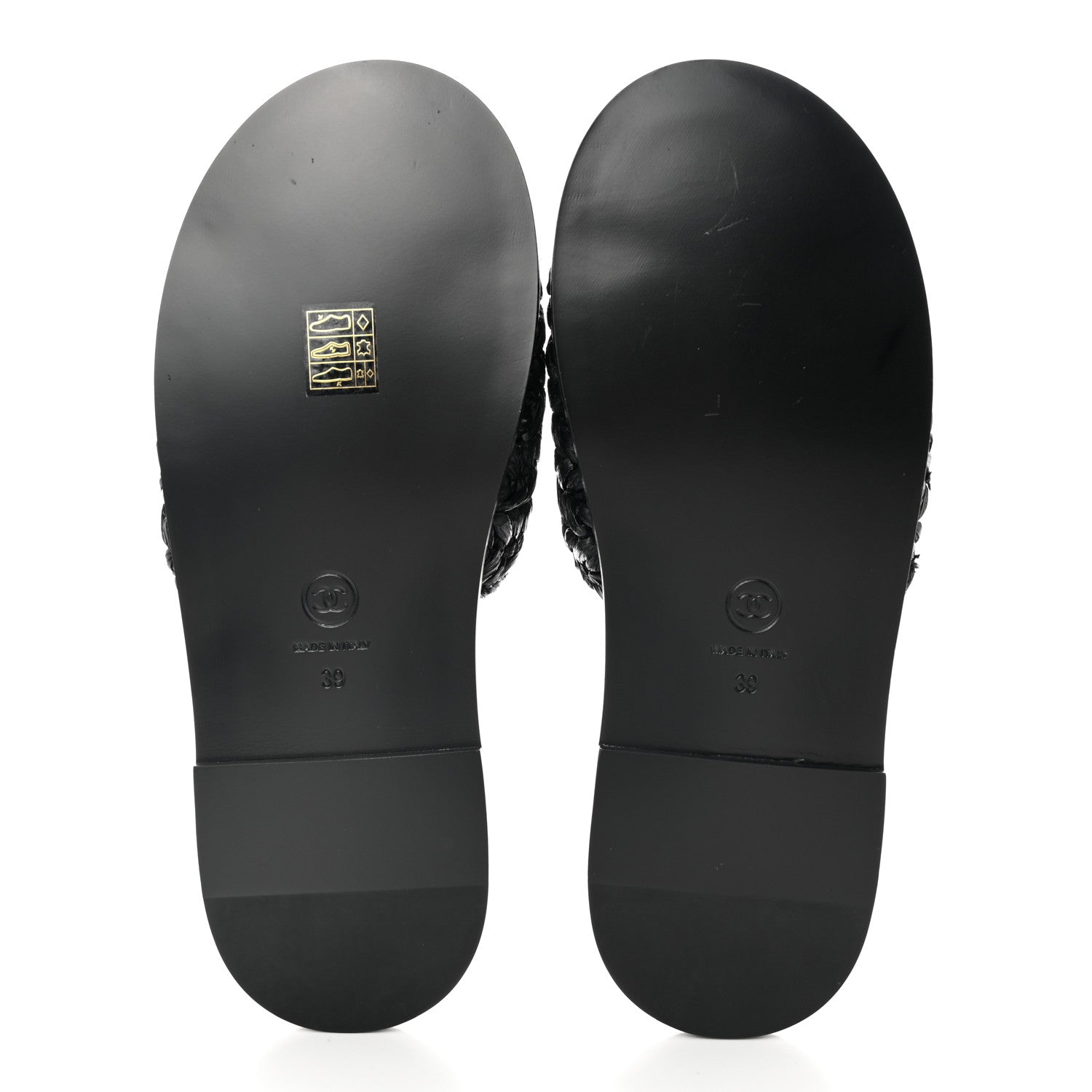 Chanel Raffia Crystal CC Mules Sandals 39 Black 5 of 10