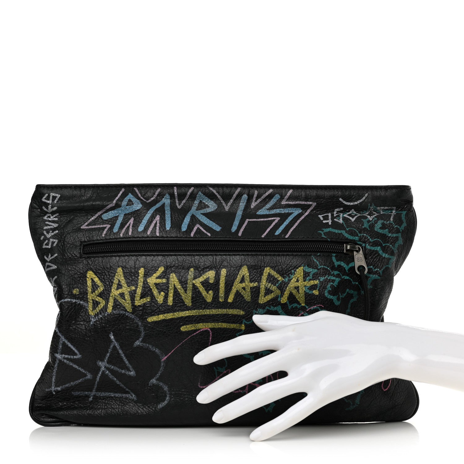 Balenciaga Agneau Arena Graffiti All Over Zip Pouch Black Multicolor 2 of 12