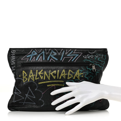 Balenciaga Agneau Arena Graffiti All Over Zip Pouch Black Multicolor 2 of 12