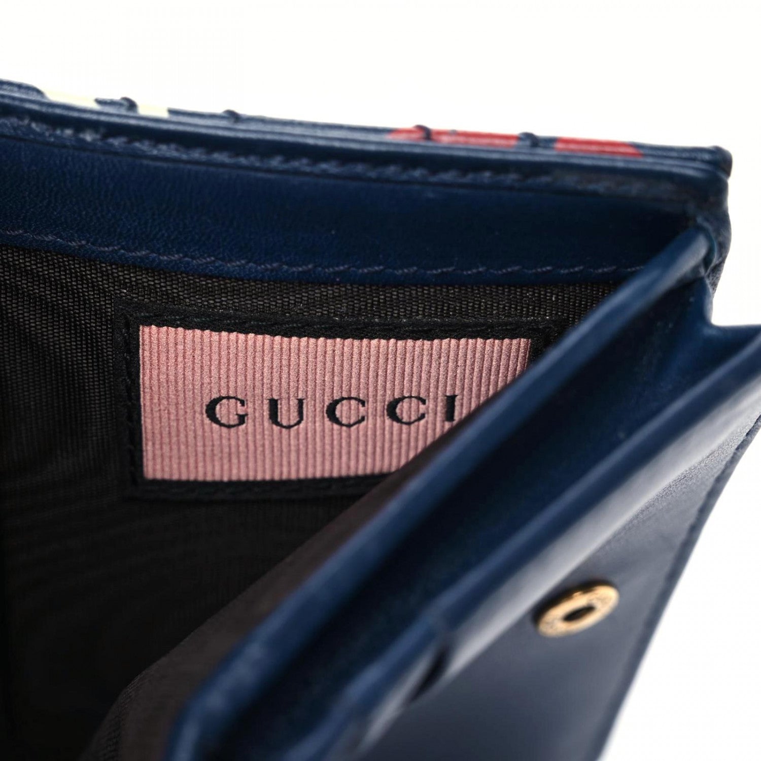 Gucci Calfskin Matelasse GucciGhost GG Marmont Card Case Blue Agata Hibiscus Red 10 of 19