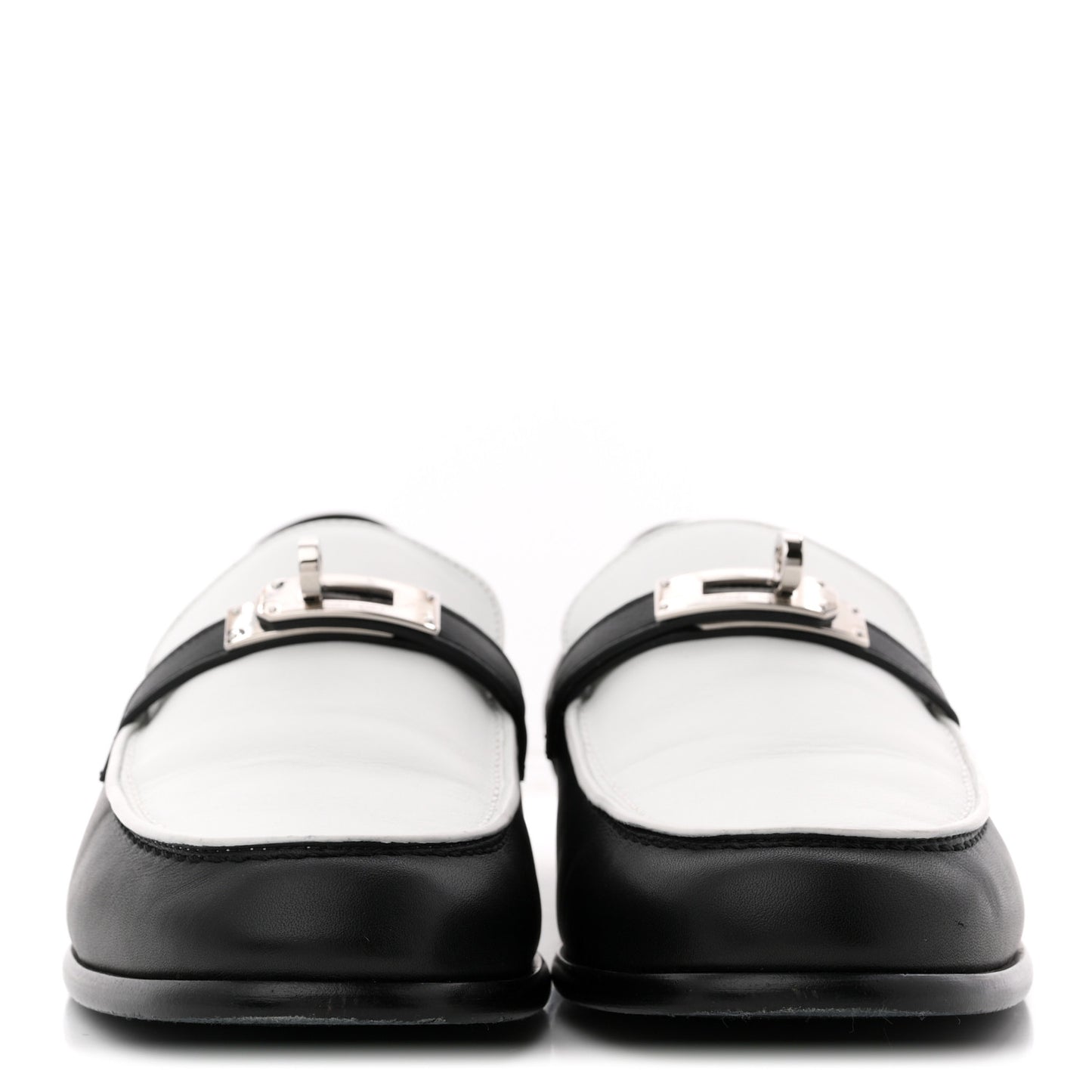 Calfskin Womens Destin Loafers 39.5 Black White