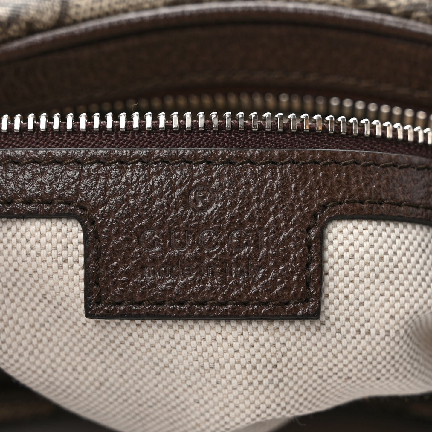 GG Supreme Monogram Textured Calfskin Web Large Attache Shoulder Bag Beige Ebony New Acero
