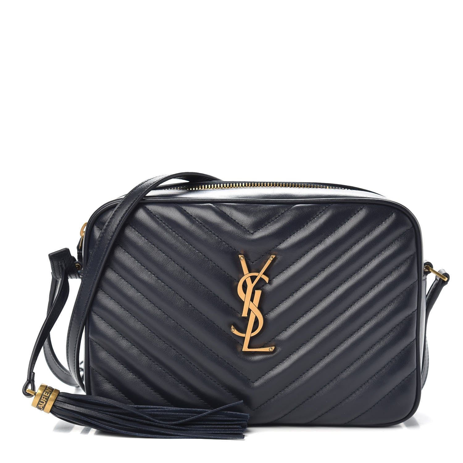 Saint Laurent Calfskin Matelasse Monogram Lou Camera Bag Navy 1 of 9