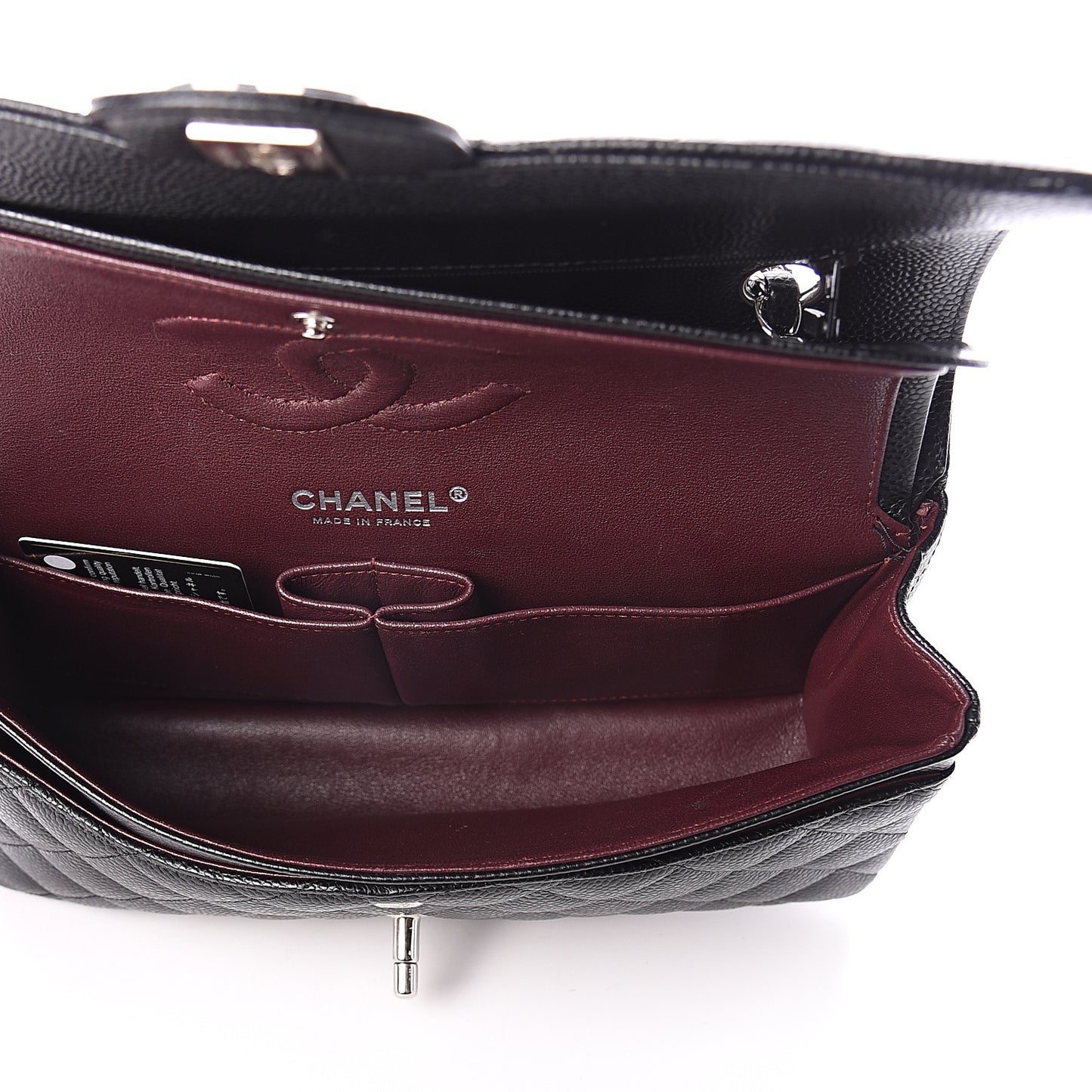 Caviar Quilted Medium Double Flap Black