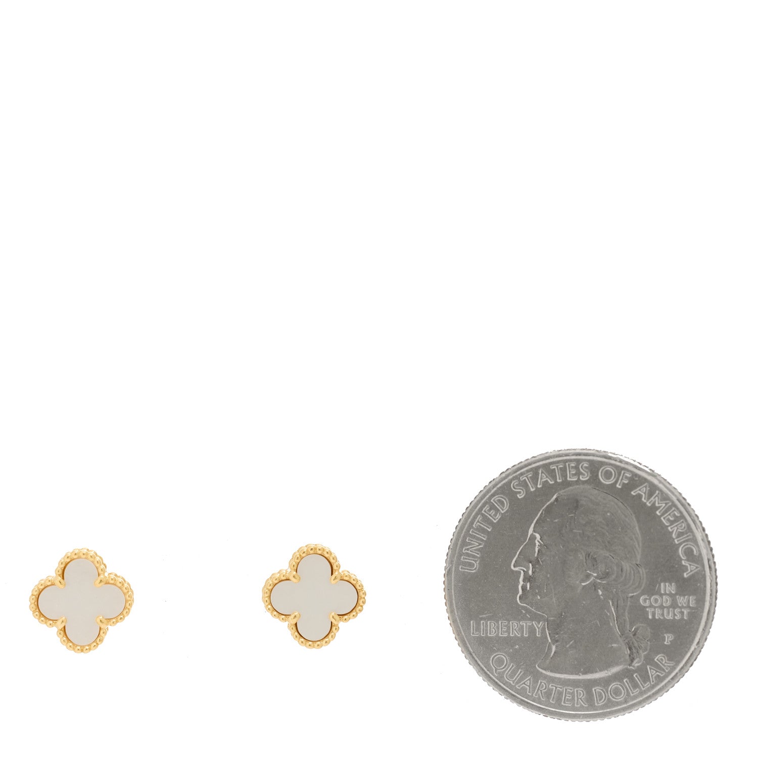 Van Cleef & Arpels 18K Yellow Gold Mother of Pearl Sweet Alhambra Earrings 2 of 5