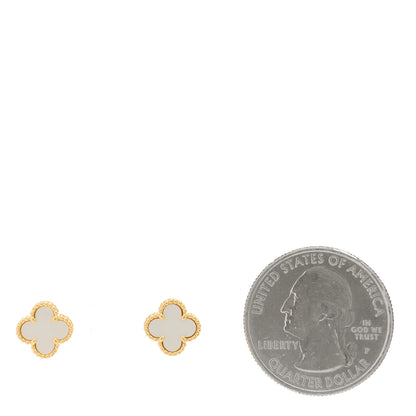 Van Cleef & Arpels 18K Yellow Gold Mother of Pearl Sweet Alhambra Earrings 2 of 5