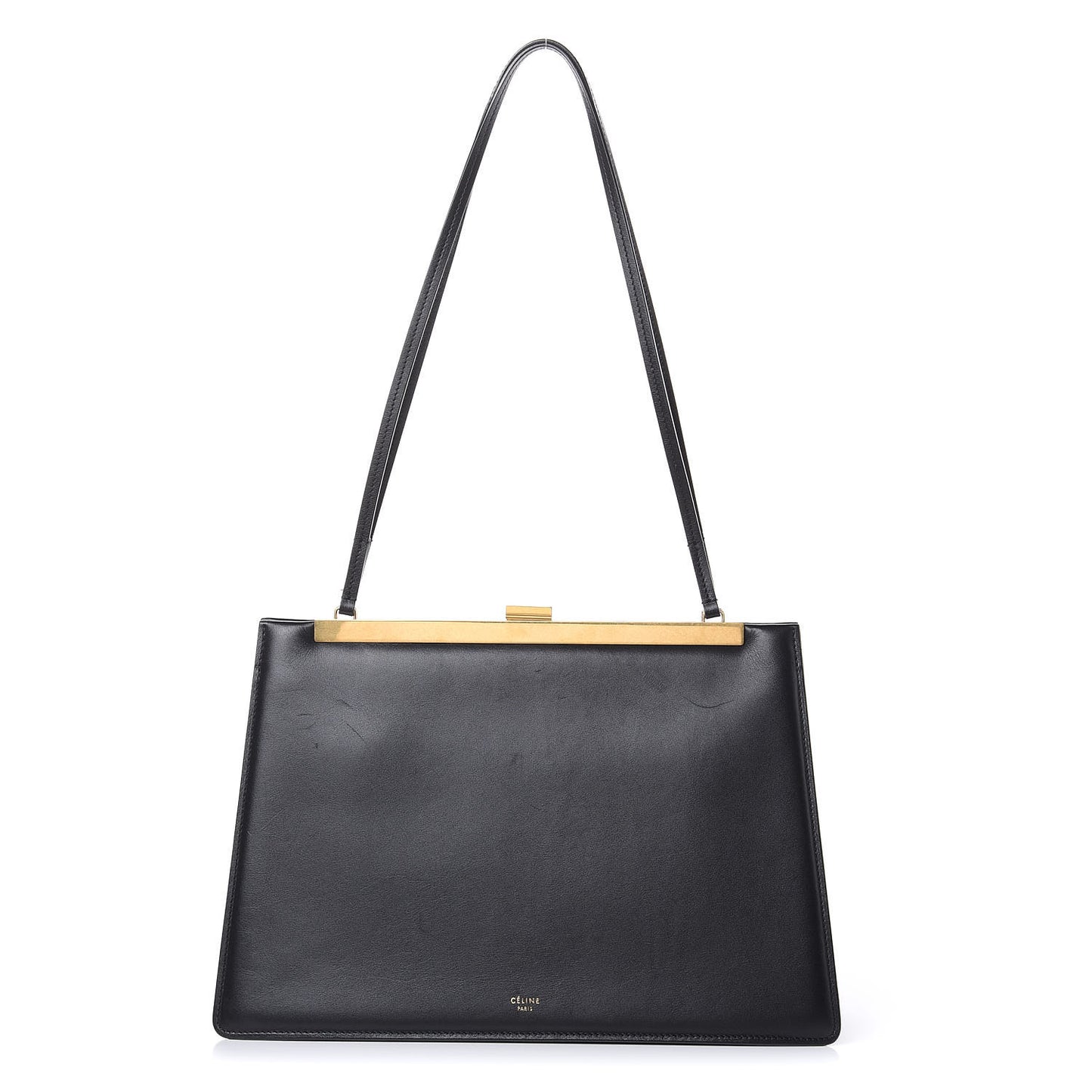 Smooth Calfskin Medium Clasp Shoulder Bag Black