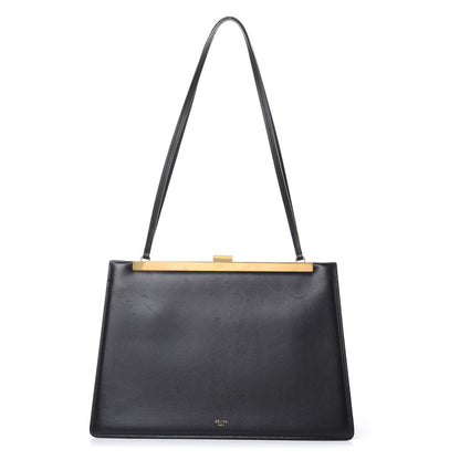 Celine Smooth Calfskin Medium Clasp Shoulder Bag Black 1 of 12