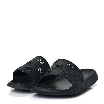 Gucci Rubber GG Monogram Mens Slide Sandals 7 Black 3 of 7