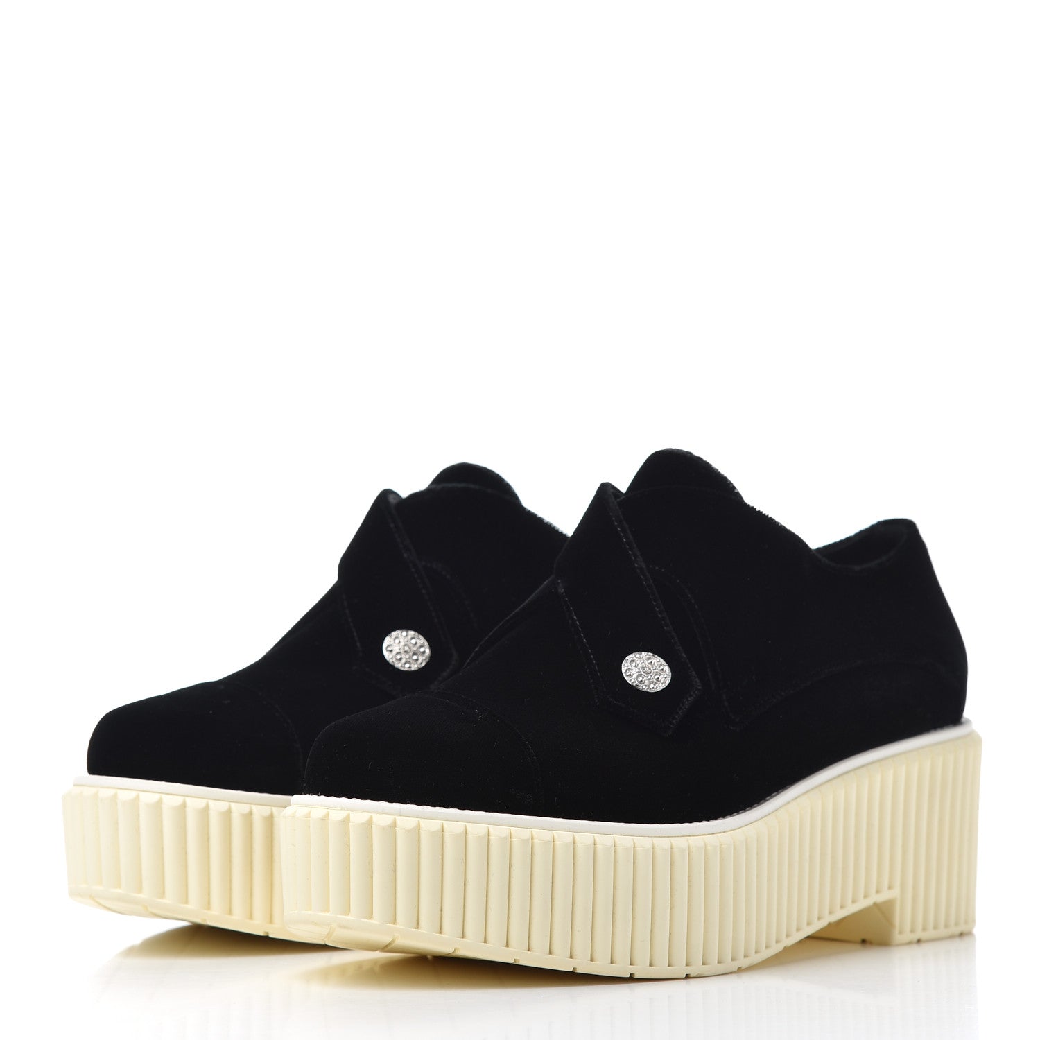 Chanel Velvet Mocassin Loafers 38 Black 3 of 10