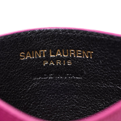 Saint Laurent Grain De Poudre Matelasse Chevron Monogram Credit Card Case Dark Grape 6 of 8