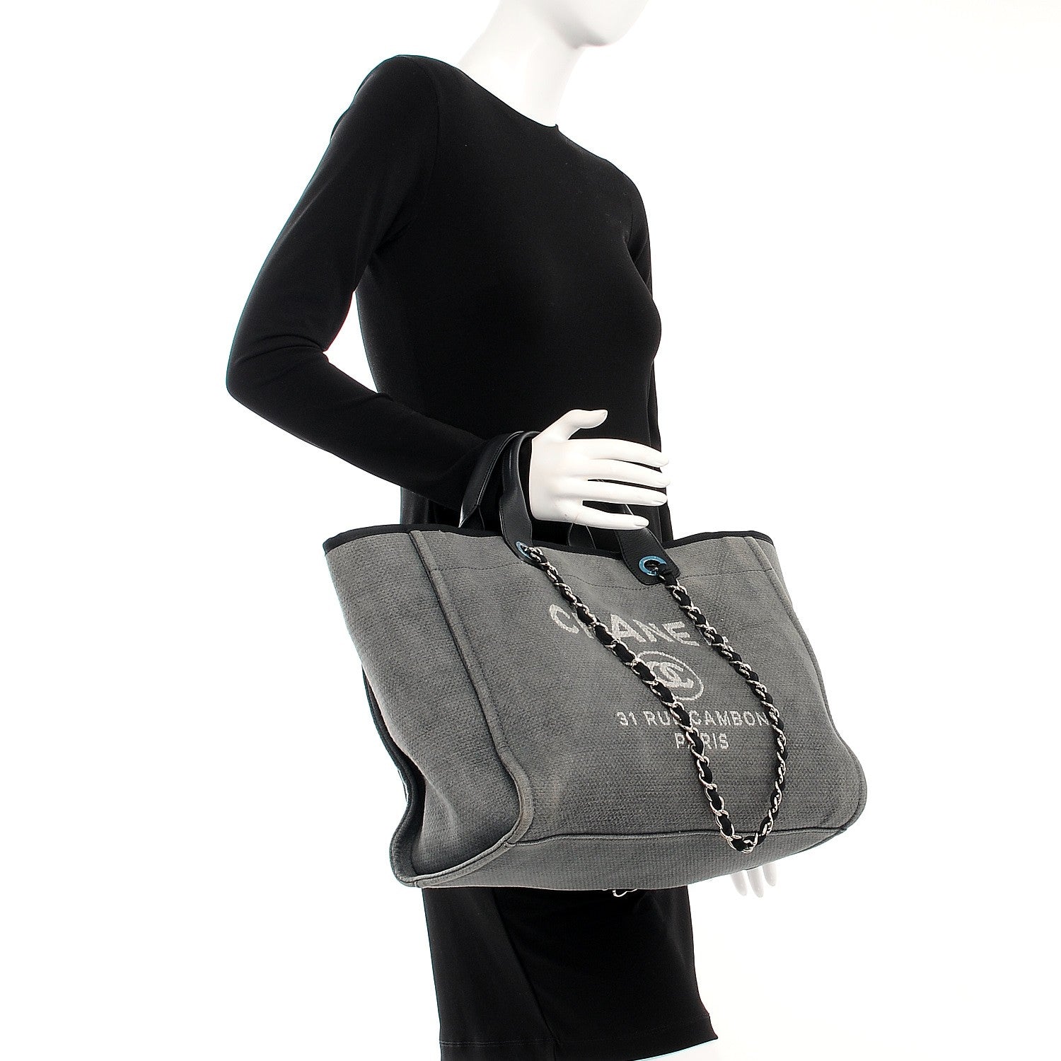 Chanel Canvas Deauville Large Tote Grey 3 of 8