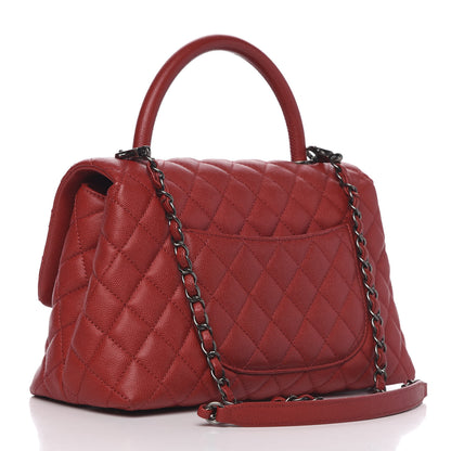 Chanel Caviar Quilted Small Coco Handle Flap Red 4 of 11