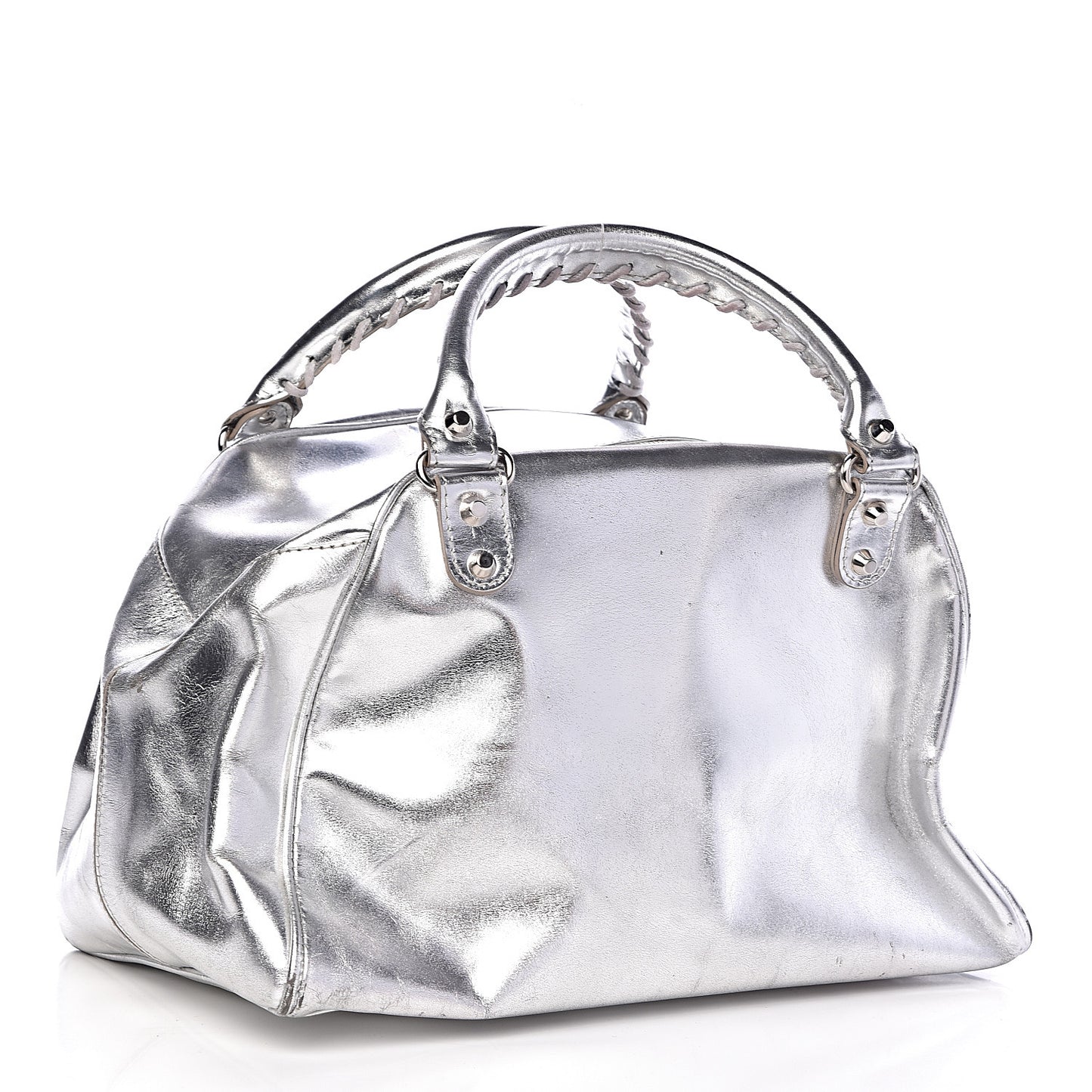 Metallic Calfskin Motocross Classic Hardware Bowling MM Silver Hardware