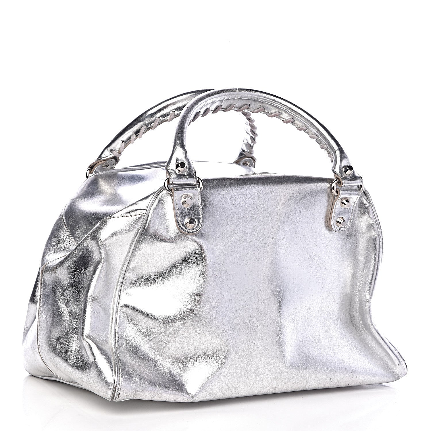 Balenciaga Metallic Calfskin Motocross Classic Hardware Bowling MM Silver Hardware 3 of 20