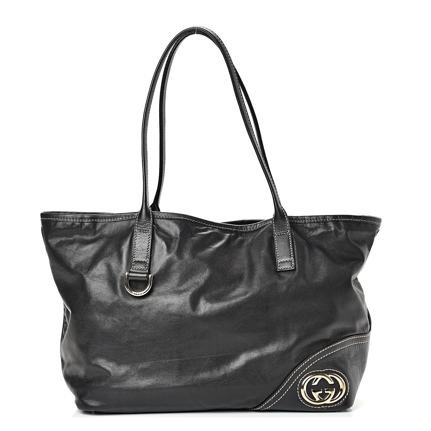 Gucci Leather Medium New Britt Tote Black 1 of 12