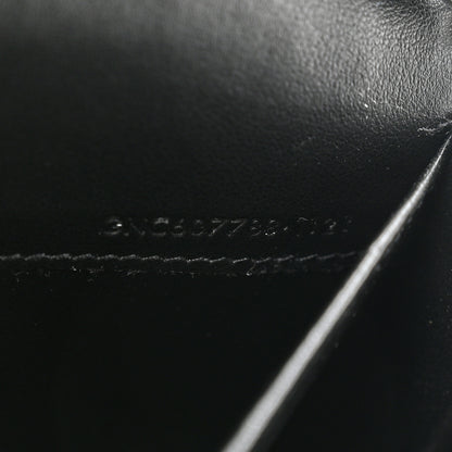 Saint Laurent Calfskin Crocodile Embossed Monogram Uptown Chain Wallet Black 8 of 11