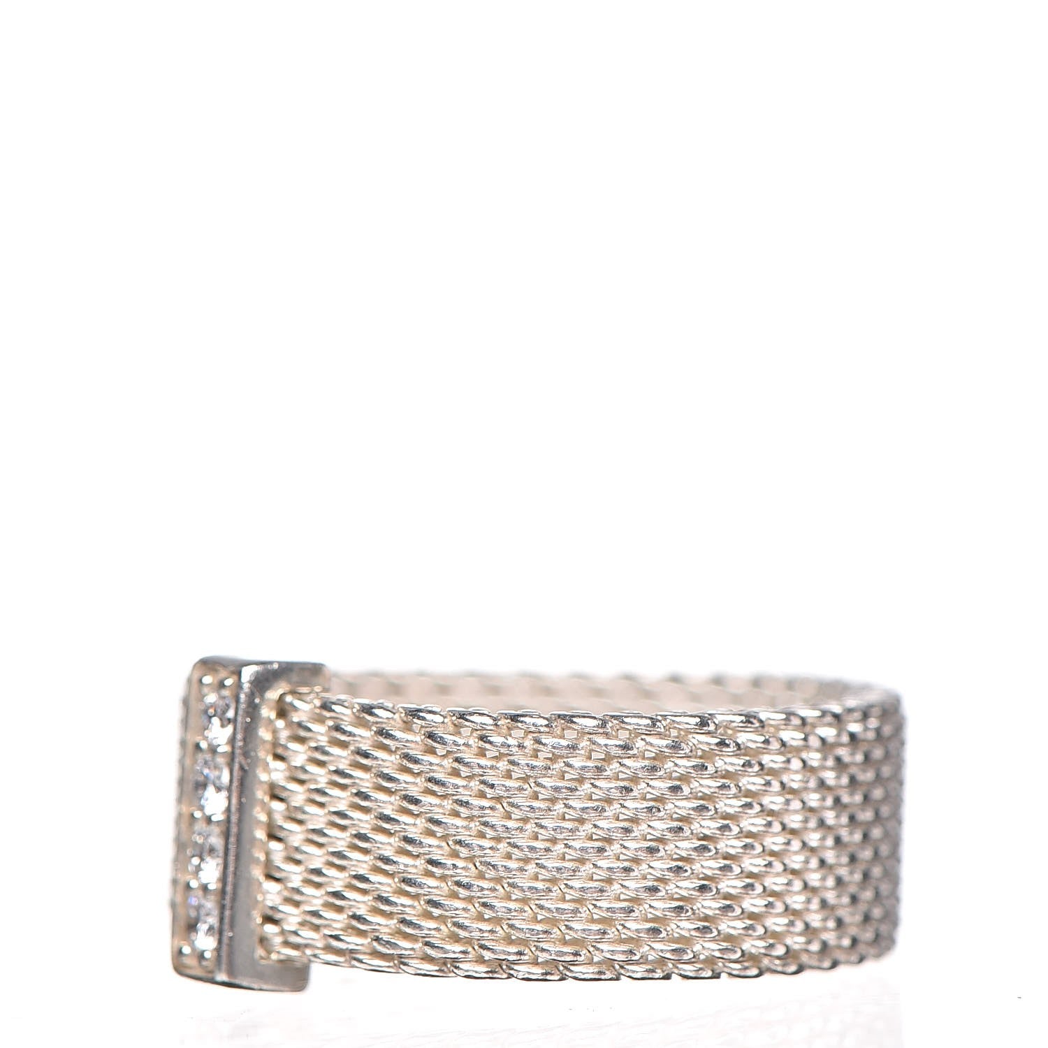 Tiffany Sterling Silver Diamond Mesh Somerset Ring 48 4.5 3 of 5
