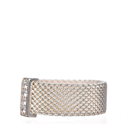 Tiffany Sterling Silver Diamond Mesh Somerset Ring 48 4.5 3 of 5